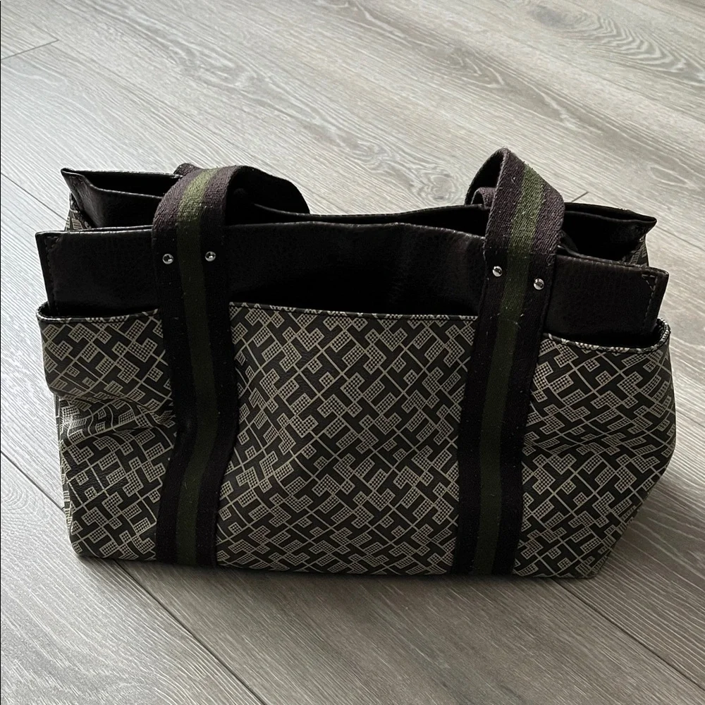 Tommy Hilfiger Black and Brown Geometric Duffel Bag